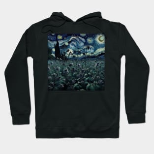 Enchanted Flower Garden Night: Borage Starry Floral Hoodie